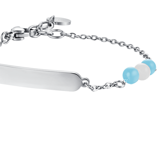 CHILD'S BRACELET IN STEEL WITH BLUE AND WHITE STONES Luca Barra