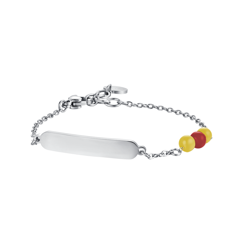 CHILD'S BRACELET IN STEEL WITH YELLOW AND RED STONES Luca Barra