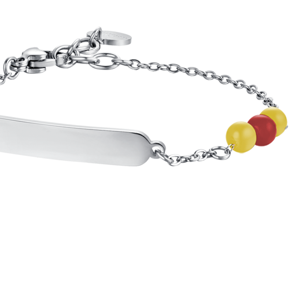 STEEL BABY BRACELET WITH YELLOW AND RED STONES