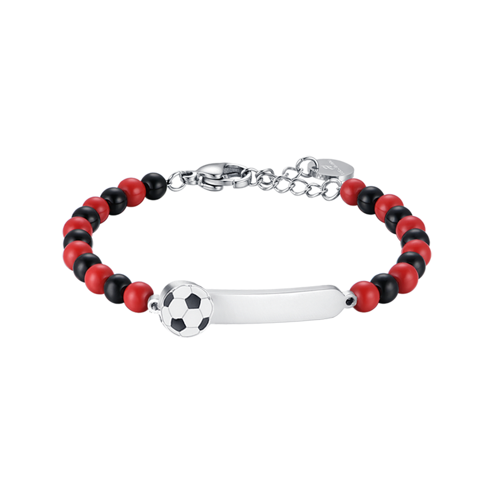 STEEL BABY BRACELET WITH RED AND BLACK STONES
