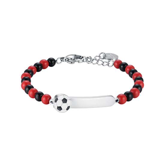 STEEL BABY BRACELET WITH RED AND BLACK STONES
