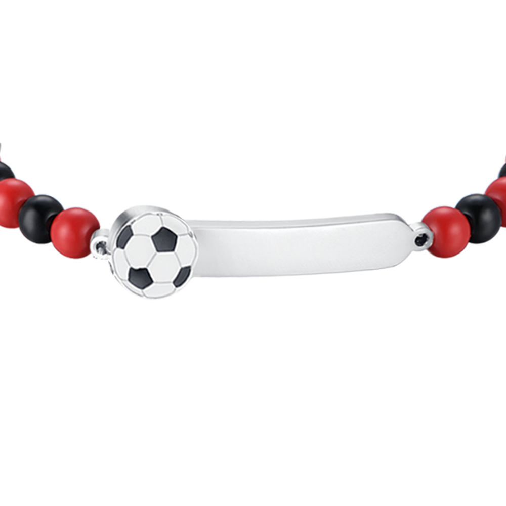 STEEL BABY BRACELET WITH RED AND BLACK STONES