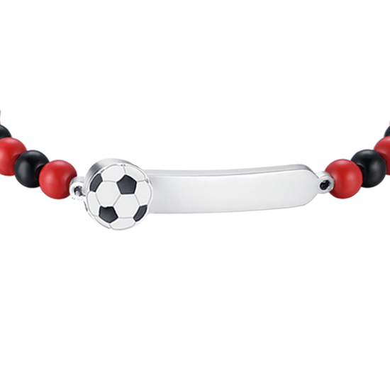 STEEL BABY BRACELET WITH RED AND BLACK STONES