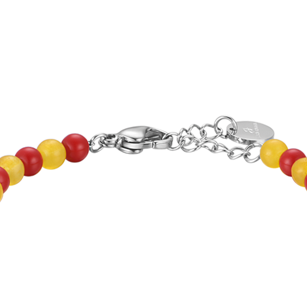 STEEL BABY BRACELET WITH RED AND YELLOW STONES