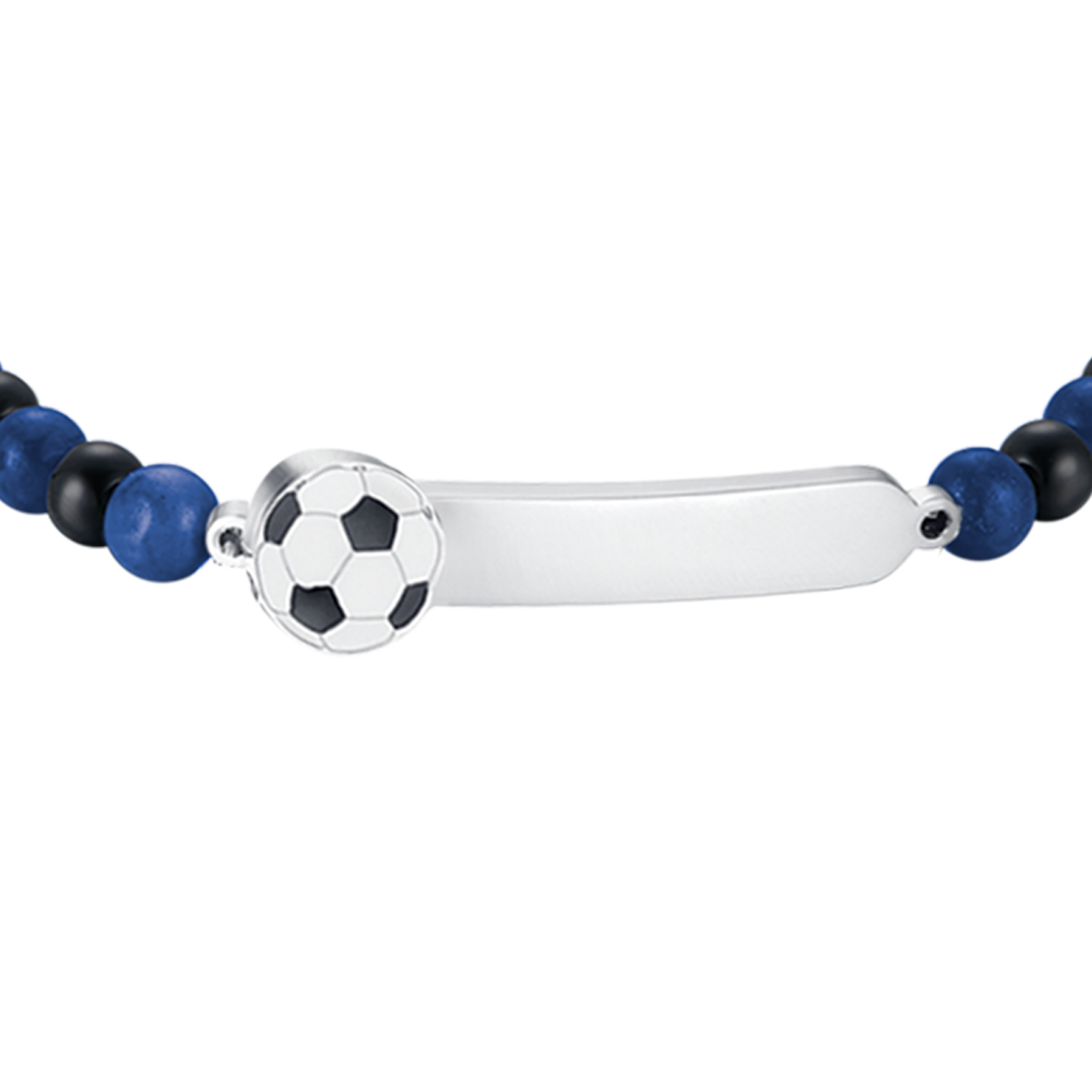 STEEL BABY BRACELET WITH BLUE AND BLACK STONES