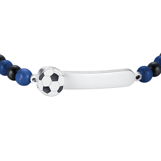STEEL BABY BRACELET WITH BLUE AND BLACK STONES