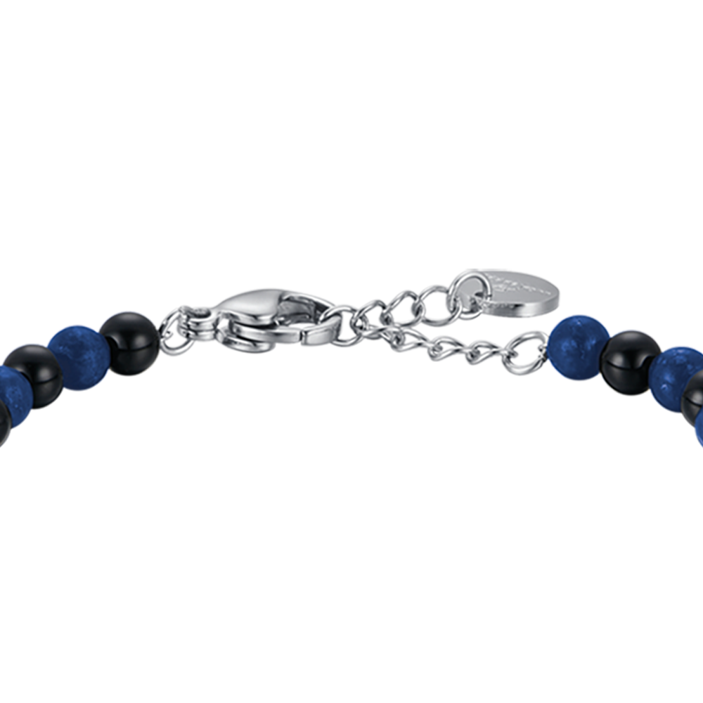 STEEL BABY BRACELET WITH BLUE AND BLACK STONES
