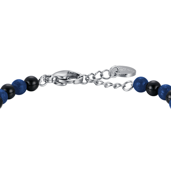 STEEL BABY BRACELET WITH BLUE AND BLACK STONES