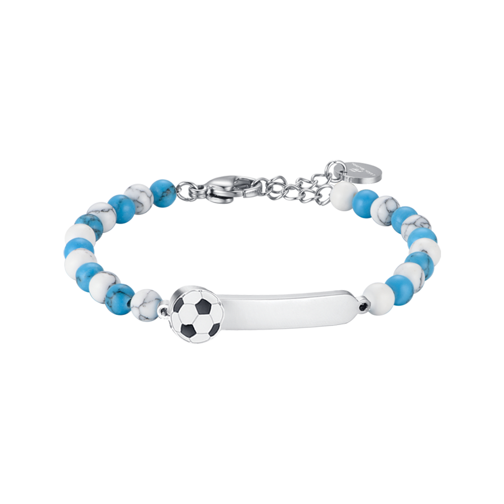 STEEL BABY BRACELET WITH BLUE AND WHITE STONES