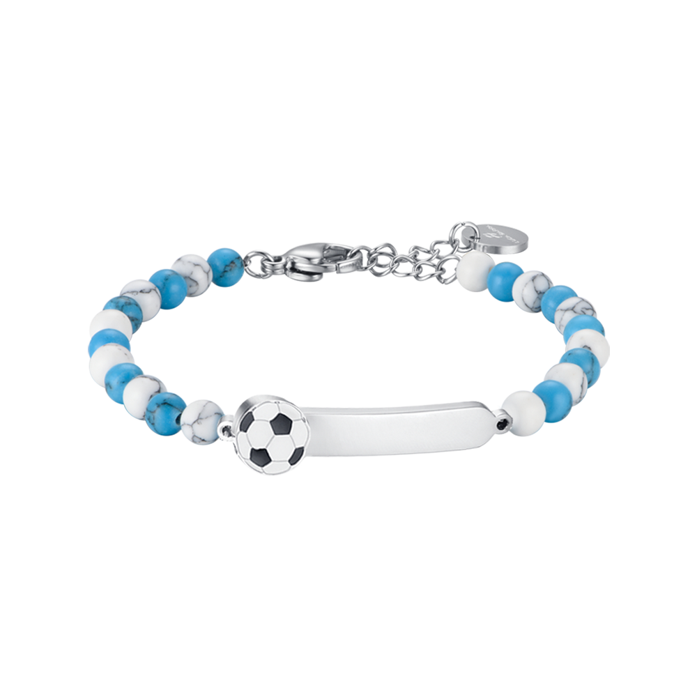CHILD'S BRACELET IN STEEL WITH BLUE AND WHITE STONES Luca Barra