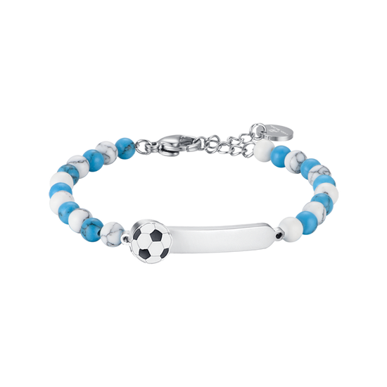 STEEL BABY BRACELET WITH BLUE AND WHITE STONES