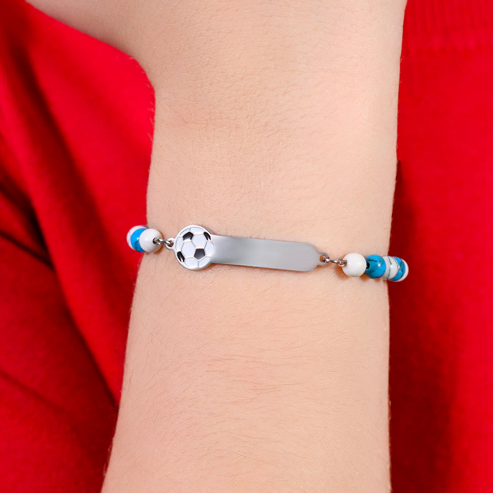 CHILD'S BRACELET IN STEEL WITH BLUE AND WHITE STONES Luca Barra