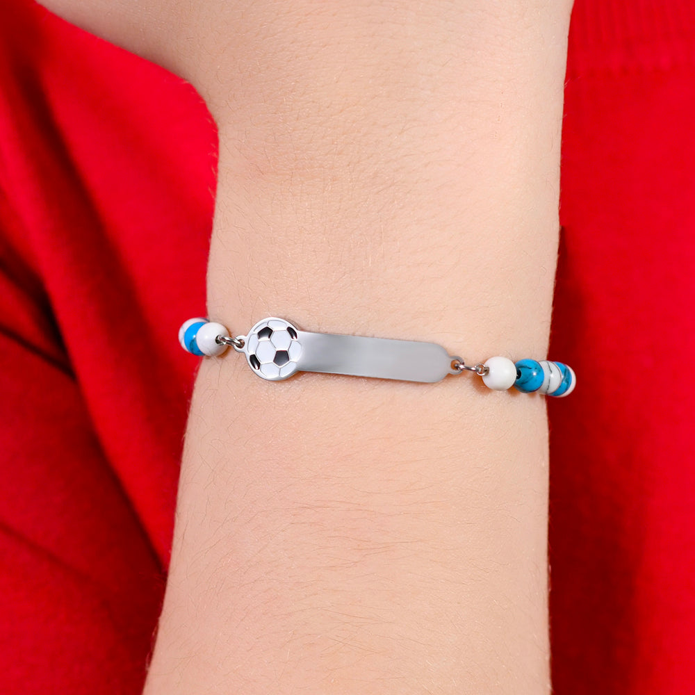 STEEL BABY BRACELET WITH BLUE AND WHITE STONES