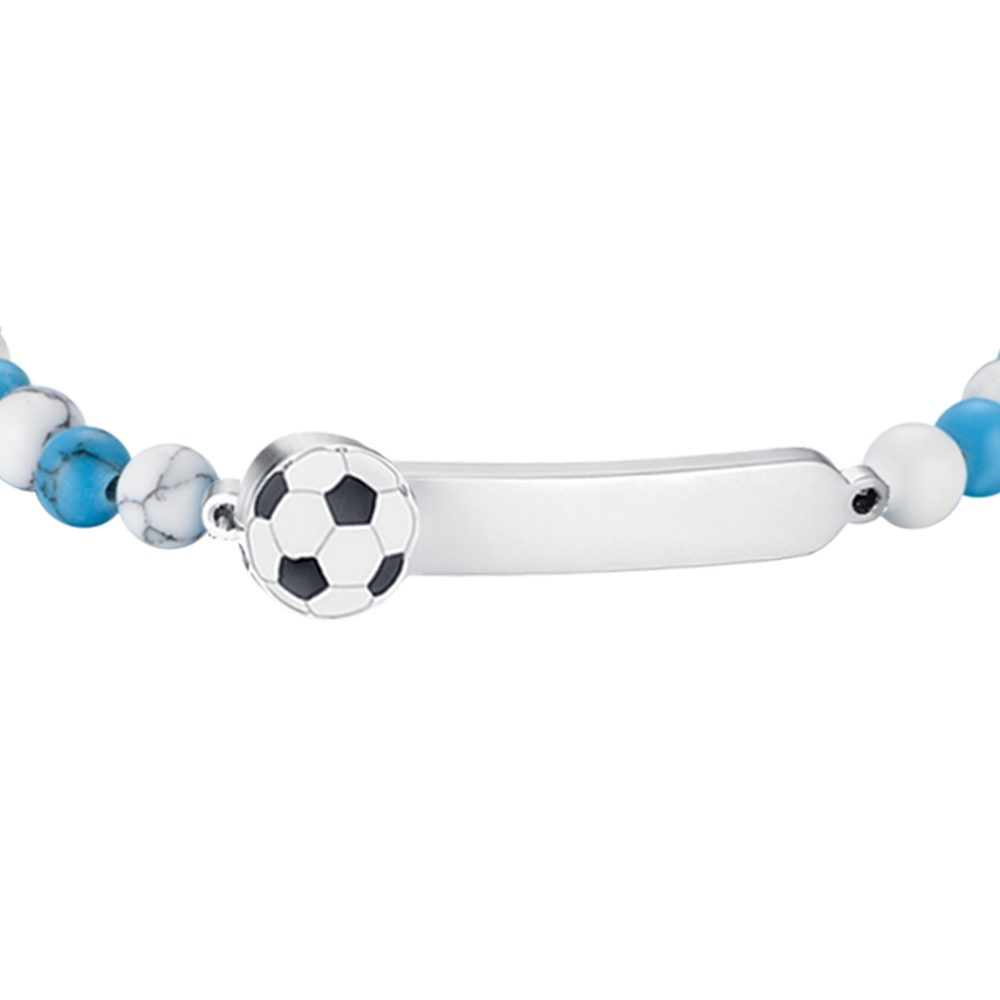 STEEL BABY BRACELET WITH BLUE AND WHITE STONES