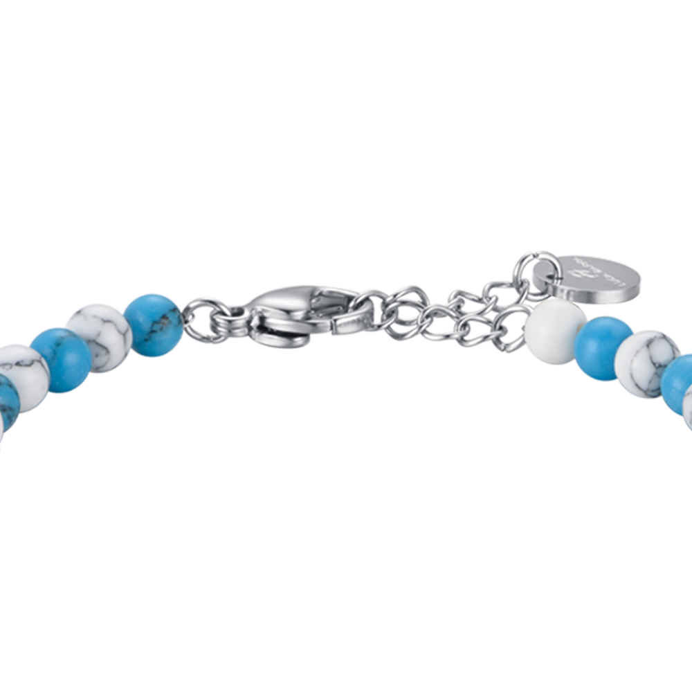 STEEL BABY BRACELET WITH BLUE AND WHITE STONES