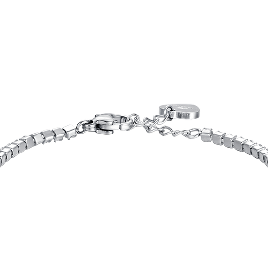 GIRL STEEL TENNIS BRACELET WITH WHITE CRYSTALS AND PLATE