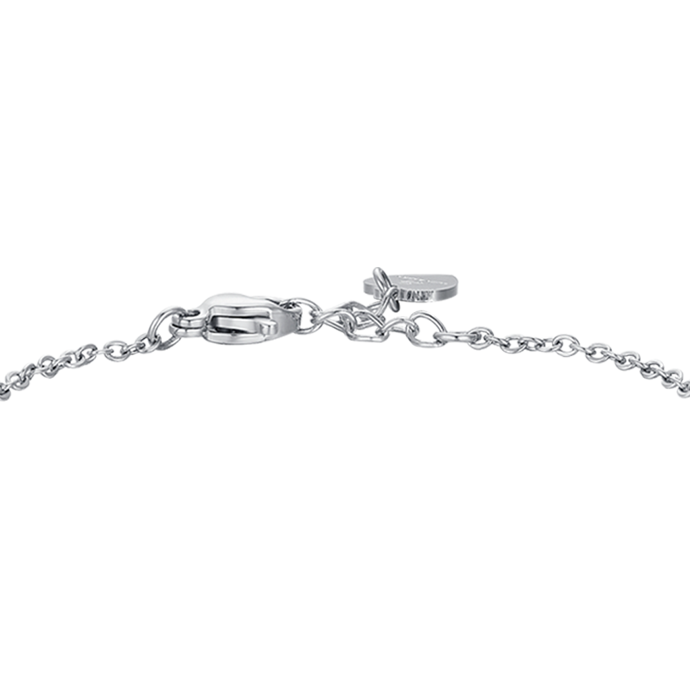 STEEL GIRL BRACELET WITH TEDDY BEAR WITH WHITE CRYSTALS