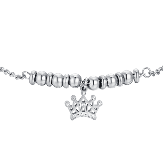STEEL GIRL BRACELET WITH CROWN WITH WHITE CRYSTALS