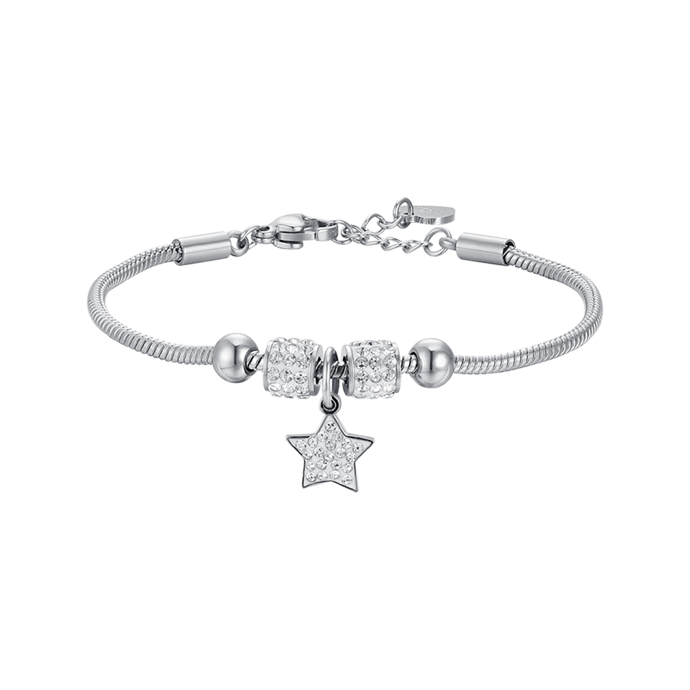 STEEL STAR GIRL BRACELET WITH WHITE CRYSTALS