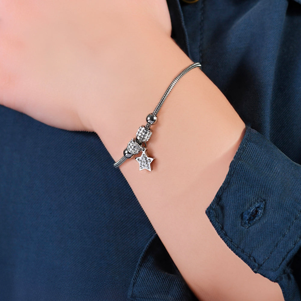 CHILD'S BRACELET IN STEEL WITH STAR WITH WHITE CRYSTALS Luca Barra