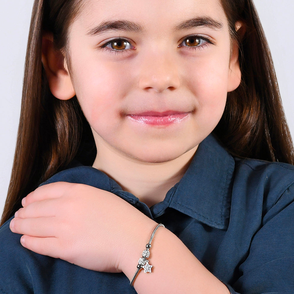 STEEL STAR GIRL BRACELET WITH WHITE CRYSTALS