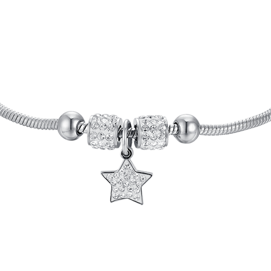 STEEL STAR GIRL BRACELET WITH WHITE CRYSTALS