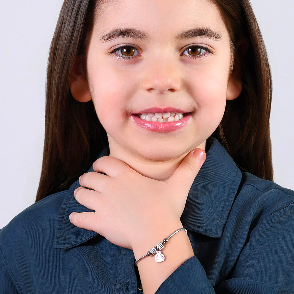 STEEL GIRL BRACELET WITH LADYBUG WITH WHITE CRYSTALS