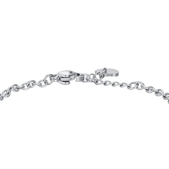 STEEL UNICORN GIRL BRACELET WITH PINK AND WHITE ENAMEL AND CRYSTAL
