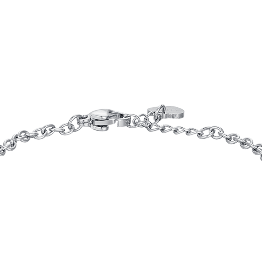 STEEL GIRL BRACELET WITH BUTTERFLY WITH PINK ENAMEL AND WHITE CRYSTAL