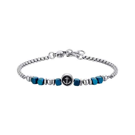 BRACCIALE BAMBINO IN ACCIAIO CON EMATITE BLU ED ANCORA Luca Barra