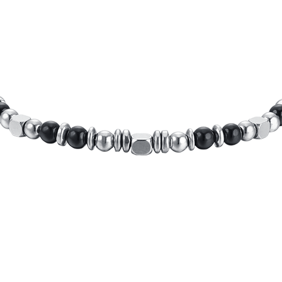 STEEL BABY BRACELET WITH BLACK AND GRAY STONES