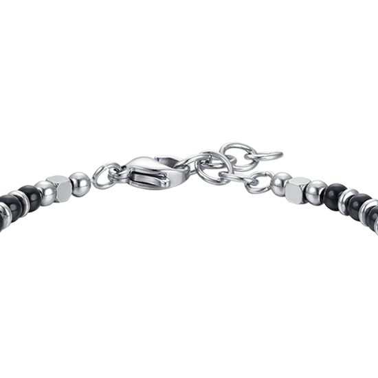 STEEL BABY BRACELET WITH BLACK AND GRAY STONES
