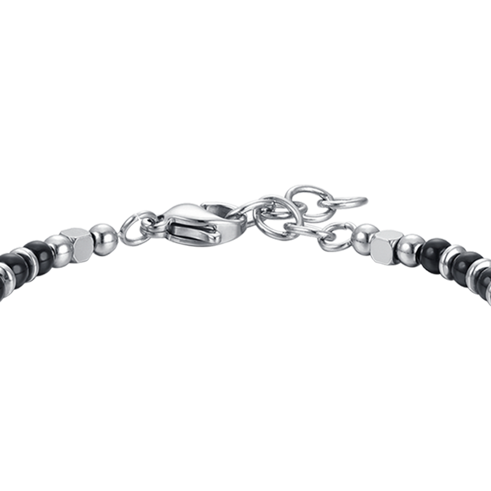 STEEL BABY BRACELET WITH BLACK AND GRAY STONES