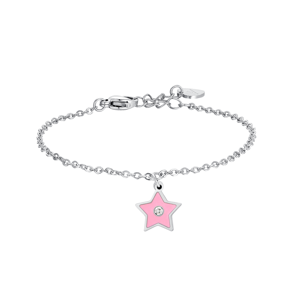 BRACCIALE BAMBINA IN ACCIAIO SMALTO ROSA