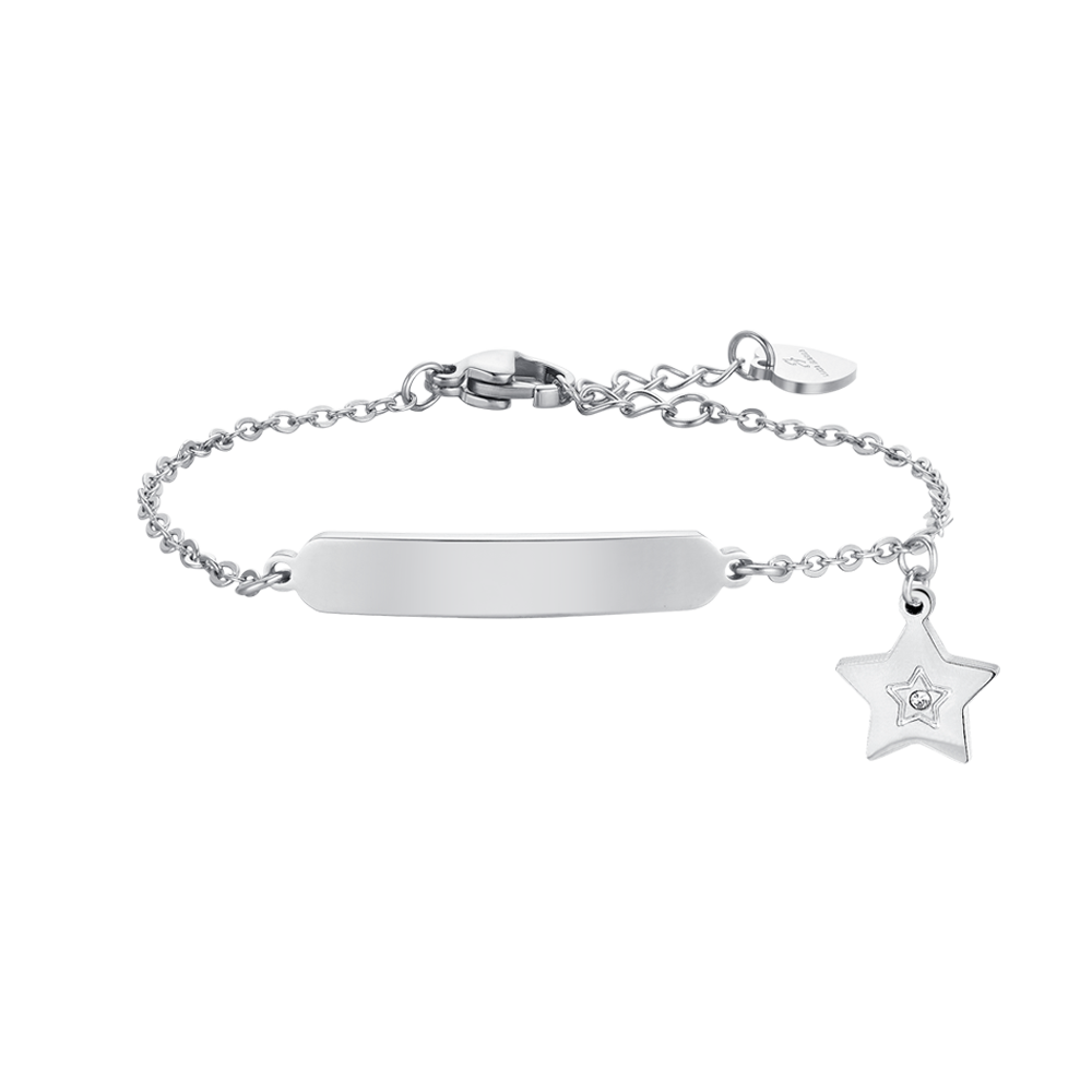 BRACCIALE BAMBINA IN ACCIAIO CON STELLA E PIASTRA