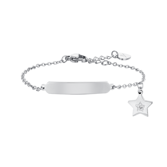 BRACCIALE BAMBINA IN ACCIAIO CON STELLA E PIASTRA