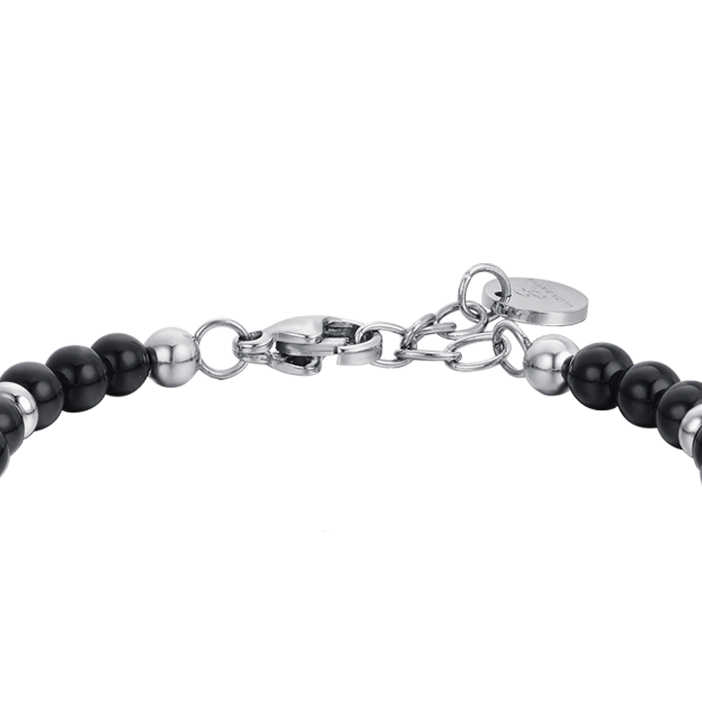 STEEL ANCHOR BABY BRACELET WITH BLACK STONES