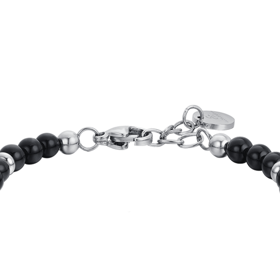 STEEL ANCHOR BABY BRACELET WITH BLACK STONES