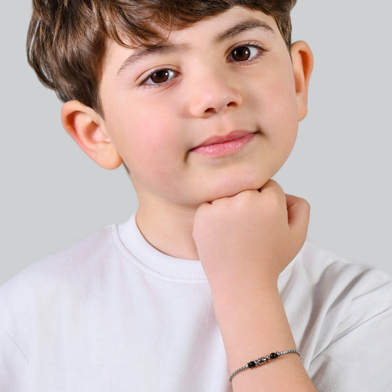 Upload image to Gallery BABY BRACELET IN STEEL BLACK STONES

