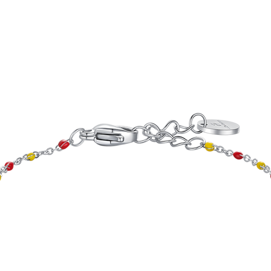 Carica immagine nella Galleria BRACCIALE IN ACCIAIO CON PALLONE E PIETRE GIALLE E ROSSE
