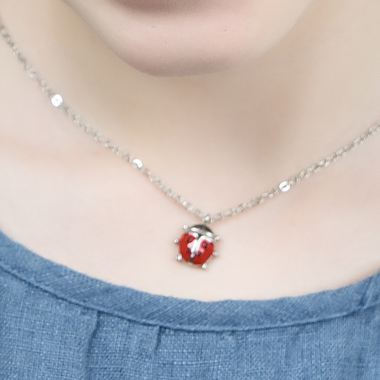 CHILD'S NECKLACE IN STEEL WITH COCCINELLA Luca Barra