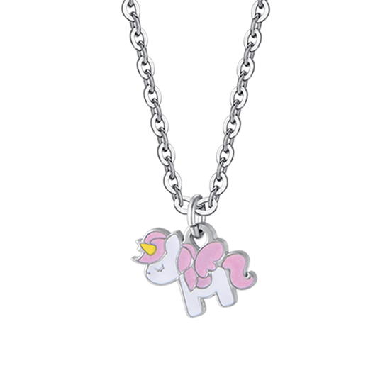 STEEL GIRL NECKLACE WITH UNICORN
