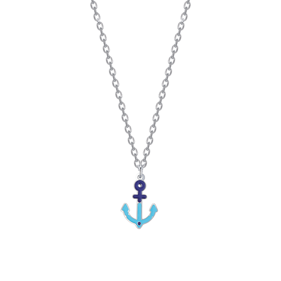 CHILD'S NECKLACE IN STEEL WITH BLUE ANCHOR Luca Barra