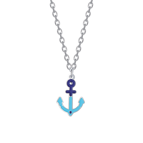 CHILD'S NECKLACE IN STEEL WITH BLUE ANCHOR Luca Barra