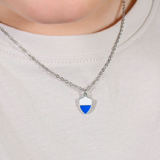 CHILD'S NECKLACE IN STEEL WITH WHITE AND BLUE ENAMEL Luca Barra