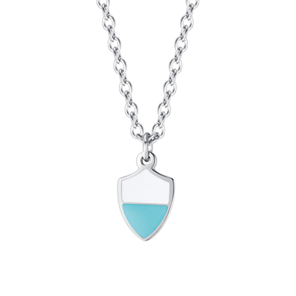 CHILD'S NECKLACE IN STEEL WITH WHITE AND BLUE ENAMEL Luca Barra