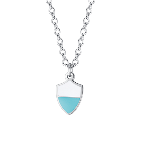 CHILD'S NECKLACE IN STEEL WITH WHITE AND BLUE ENAMEL Luca Barra