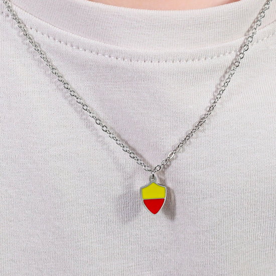 CHILD'S NECKLACE IN STEEL WITH YELLOW AND RED ENAMEL Luca Barra