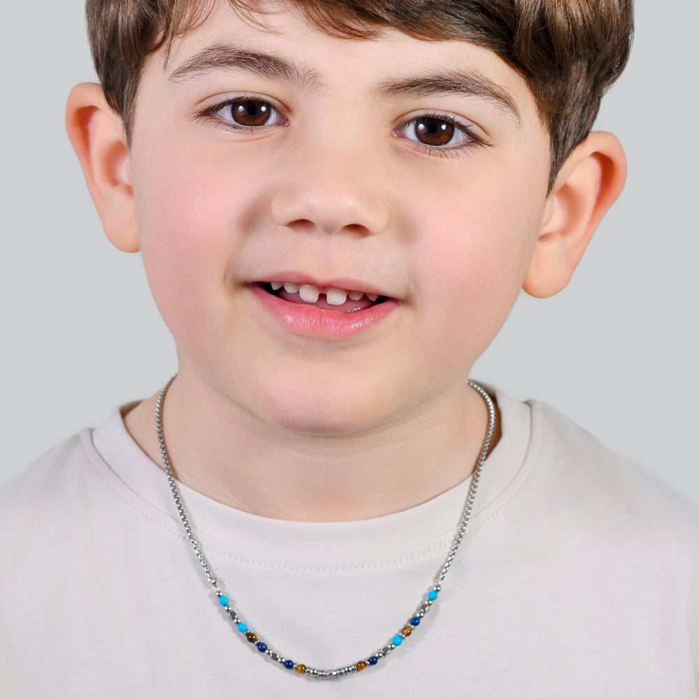 STEEL BABY NECKLACE WITH MULTICOLOR STONES