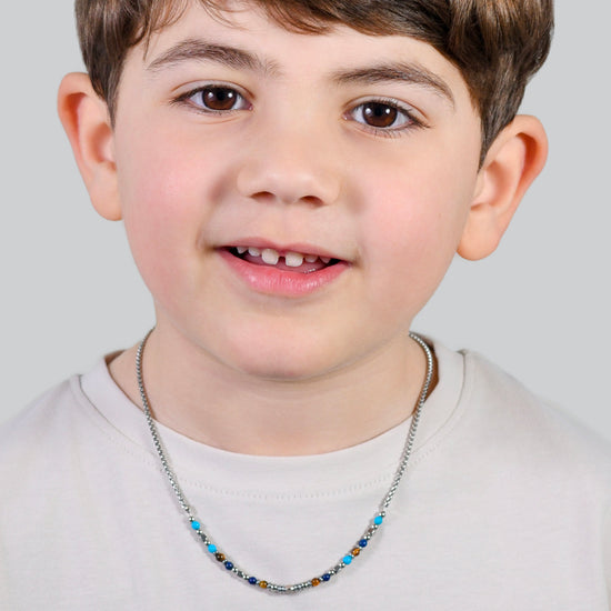 STEEL BABY NECKLACE WITH MULTICOLOR STONES